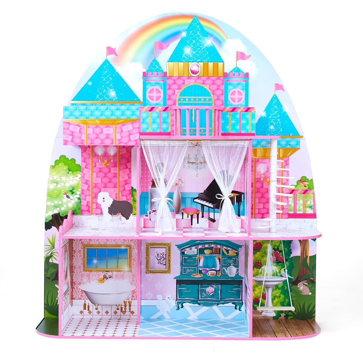 Olivia's Little World - 12" Dollhouse for Ages 4-5, Kids Toys for Ages 3+, Big Dollhouse, Majestic Castle with Furniture, Fits 12" Dolls
