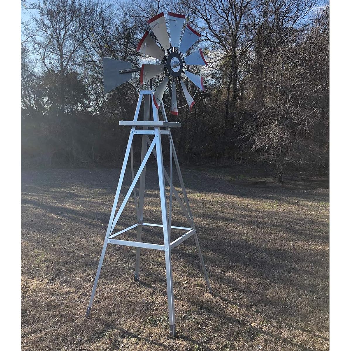 8ft Tall Windmill with Plain Ladder and Metal Stand