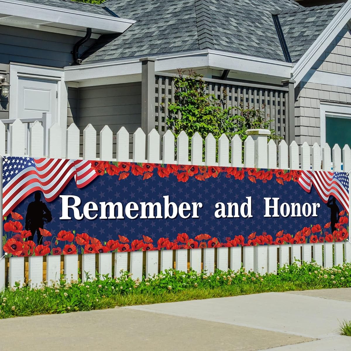 Memorial Day Decorations Remember and Honor Fence Yard Lawn Banner Red White Blue Independence Day Decor 4th of July Memorial Day Decorations Home Party Supplies