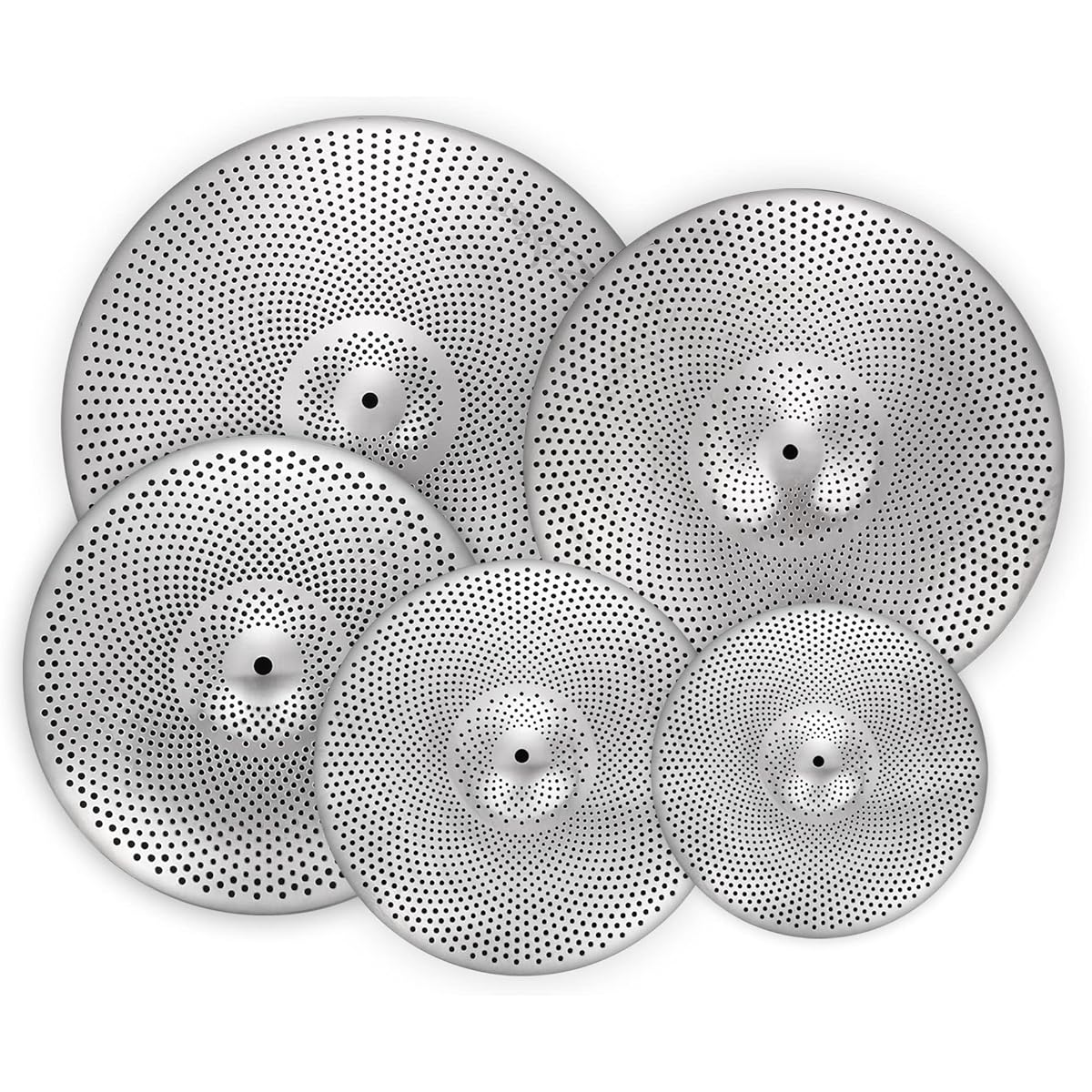 5 Piece Drum Cymbal Set Low Volume Cymbal Pack Silver Mute Cymbals 14"/16"/18"/20"