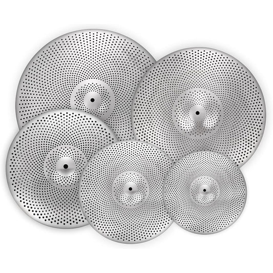 5 Piece Drum Cymbal Set Low Volume Cymbal Pack Silver Mute Cymbals 14"/16"/18"/20"
