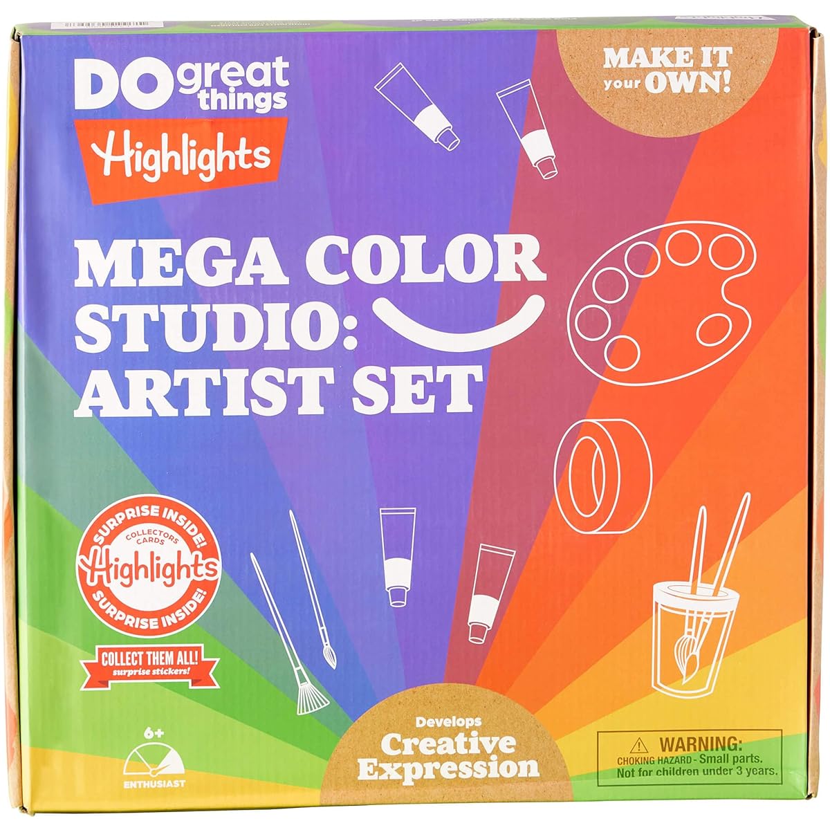 Highlights MegaColor Studio Artist Set for Kids - Acrylic Paints, Artist Paper, Color Wheel, Painter Palette, Kid-Friendly Activity Guide and Art Supplies for Ages 6+