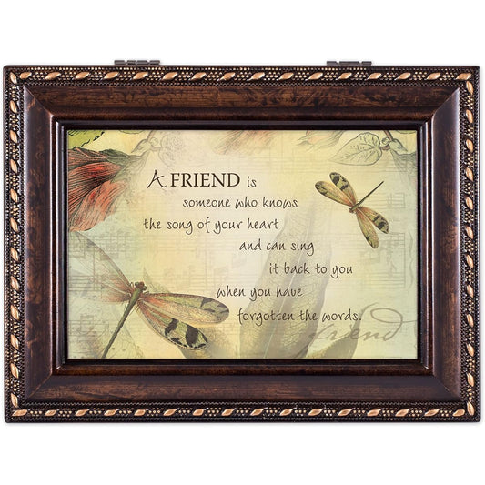 A Friend Knows Your Heart Darkwood Finish Music Jewelry Box - Plays Tune Pachelbel's Canon in D