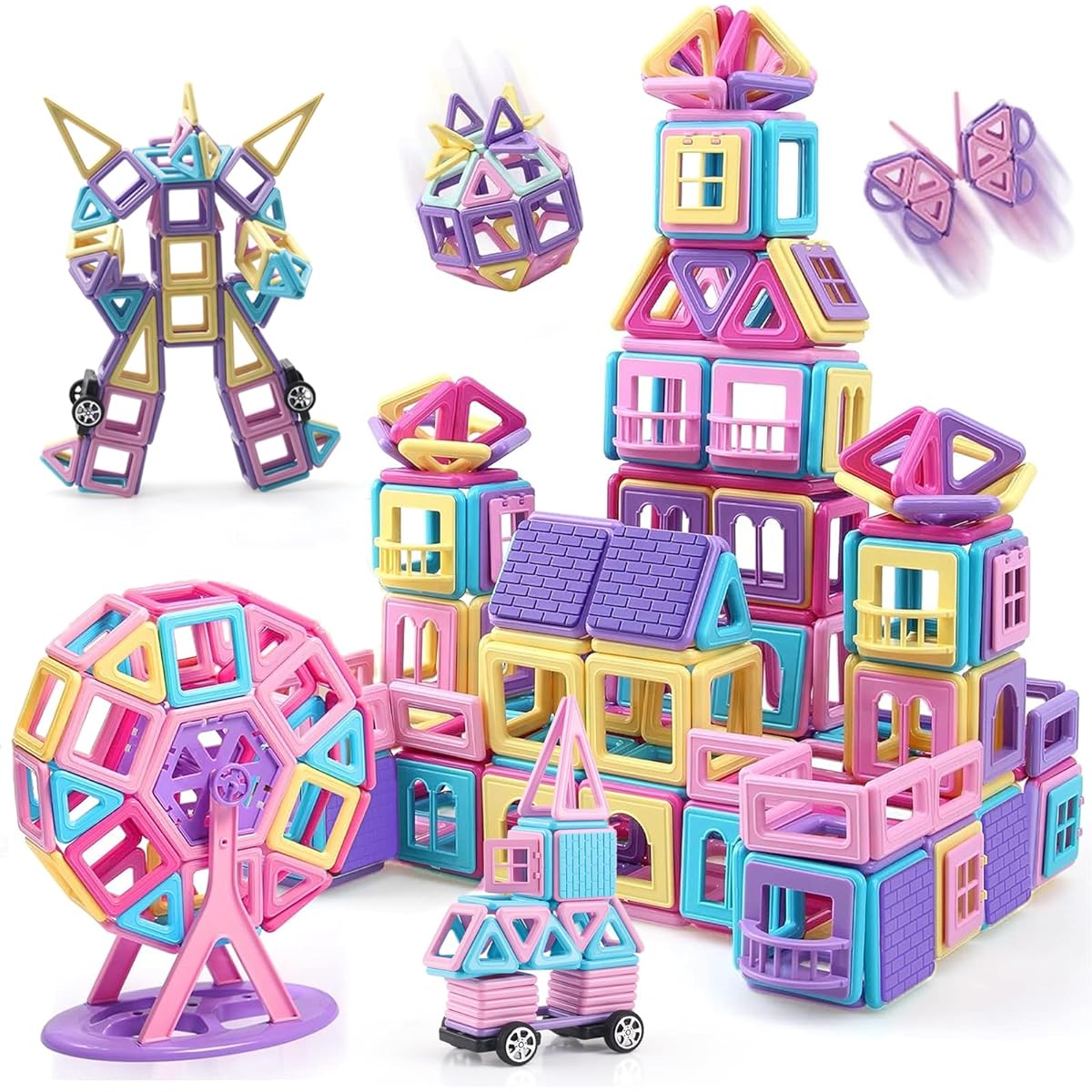 tic Blocks Magnetic Toys Model DIY Educational Toys 3D Puzzles Games Model DIY Building Blocks Kids Girls Boys Birthday Kindergarten Gift Baby Shower Christmas Present Gift Storage Bag Included Large Size [Passed the World-Class Japanese Food Inspection]