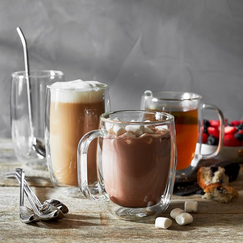 ZWILLING "Sorrent Double Wall Glass Latte Mug 450ml 2pcs Set" Tumbler Insulated Cold Insulation Double Structure Mug Cup Microwave Safe [Authorized Japanese Product] Sorrent 39500-114