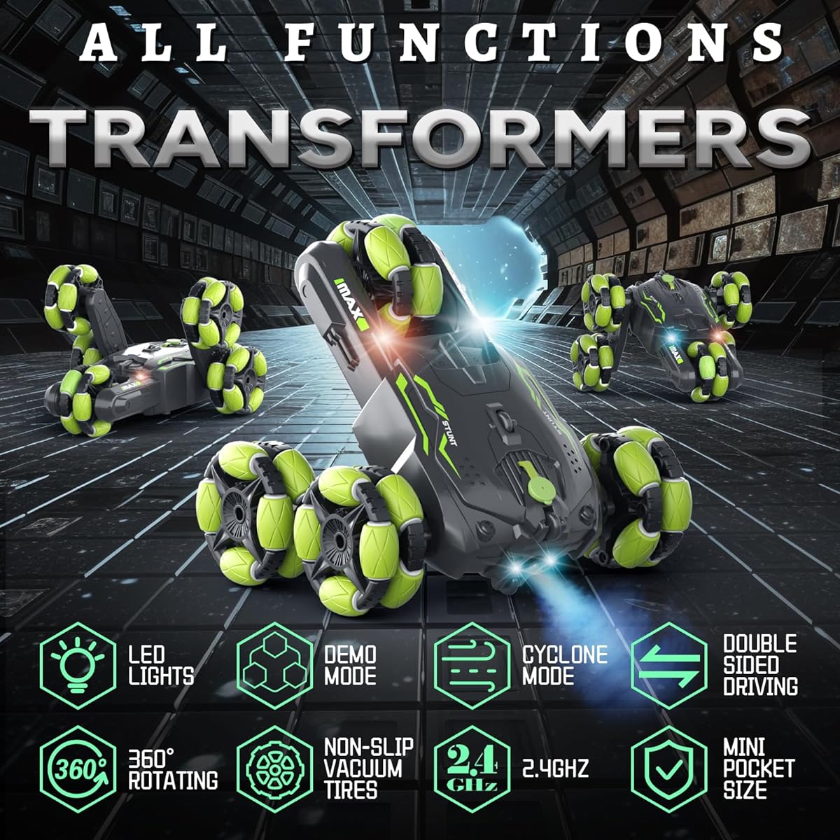 GUOKAI 360° Rotation Remote Control 4WD Stunt Car with Double Sided Stunt Control