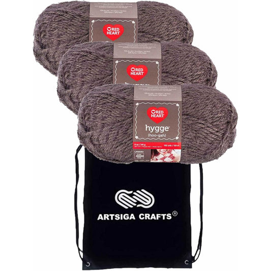 Red Heart Knitting Yarn Hygge 3 Skin Factory Pack (Same Color Dyelot) E869 Artsiga 3 Pack with 1 Craft Bag MPN-E869-8340