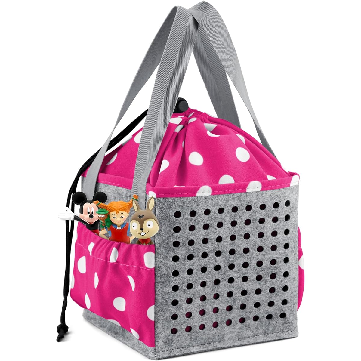 Annmore Tony Figure Case Carrying Bag Toniebox Headphones and Tony Character Storage Organizer Pink