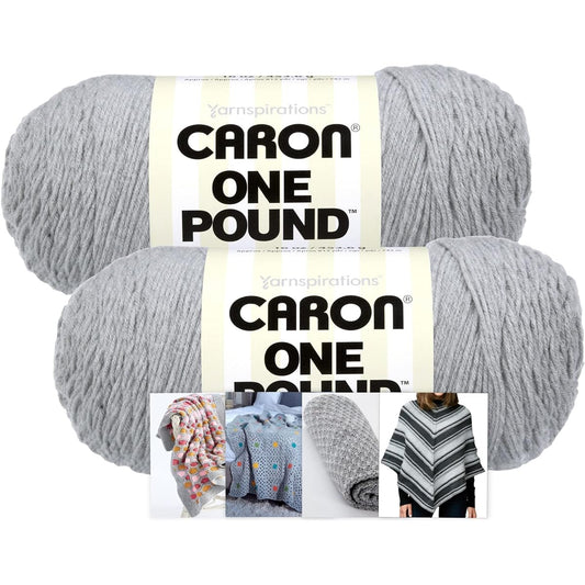 Caron 1lb Yarn - 2 Pack with Pattern (Soft Gray Mix)