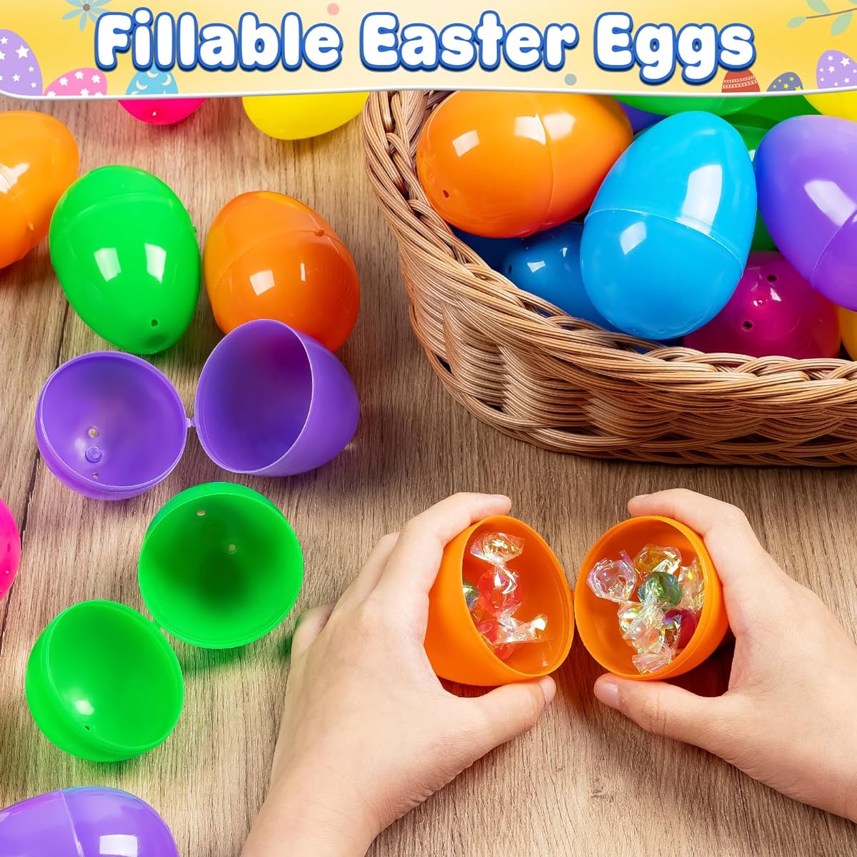 V-Opitos Plastic Easter Eggs 500pcs 3.14" Bulk Empty Easter Eggs 8 Colors Hinged Fillable Eggs for Easter Egg Hunt Surprise Eggs Basket Stuffers Easter Party Favors for Kids