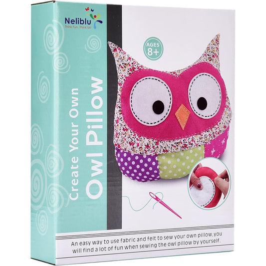 Amazaque Owl Plush Pillow - Squishy Super Soft Stuffed Owl - Cuddly Plush Owl Stuffed Animal - DIY Sewing Crafts Plush Animal Pillow Kit - Owl Stuffed Animal Birthday Surprise Gift for Boys and Girls