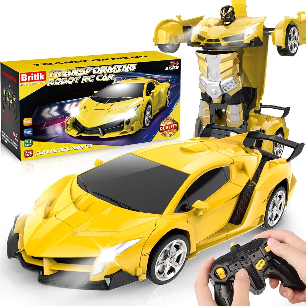 Britik Transform Remote Control Car Toys for Kids Ages 4 5 6 7 8 Remote Control Cars for Boys 4-7 Transforming Cars for Boys 4-6 Toy Cars for 5 Year Old Boys Toys for 3 4 5 6 7 8 9 10 11 12 Year Old Boys