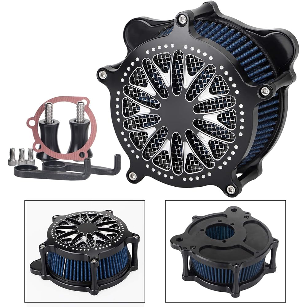 Bid4ze Sunflower Intake Air Filter Cleaner Motorcycle CNC Aluminum Blue Intake Air Filter Cleaner Element for Harley 2001-2007 Softail Night Train Fatboy Crossbone