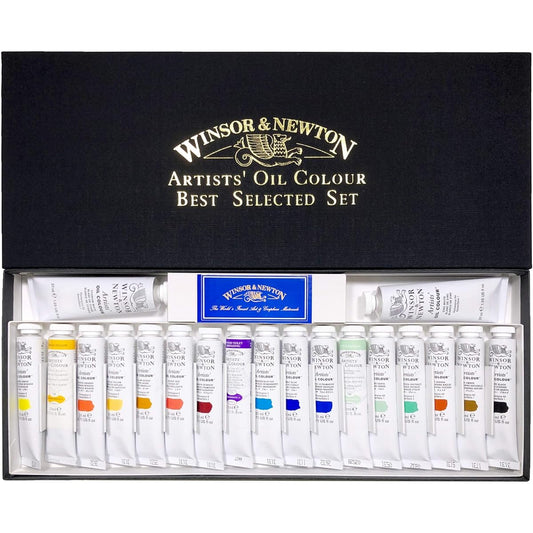 Winsor & Newton Oil Paints, Winsor & Newton Artist Oil Color, 21ml, New 19 Color Set, Set B, White 37ml