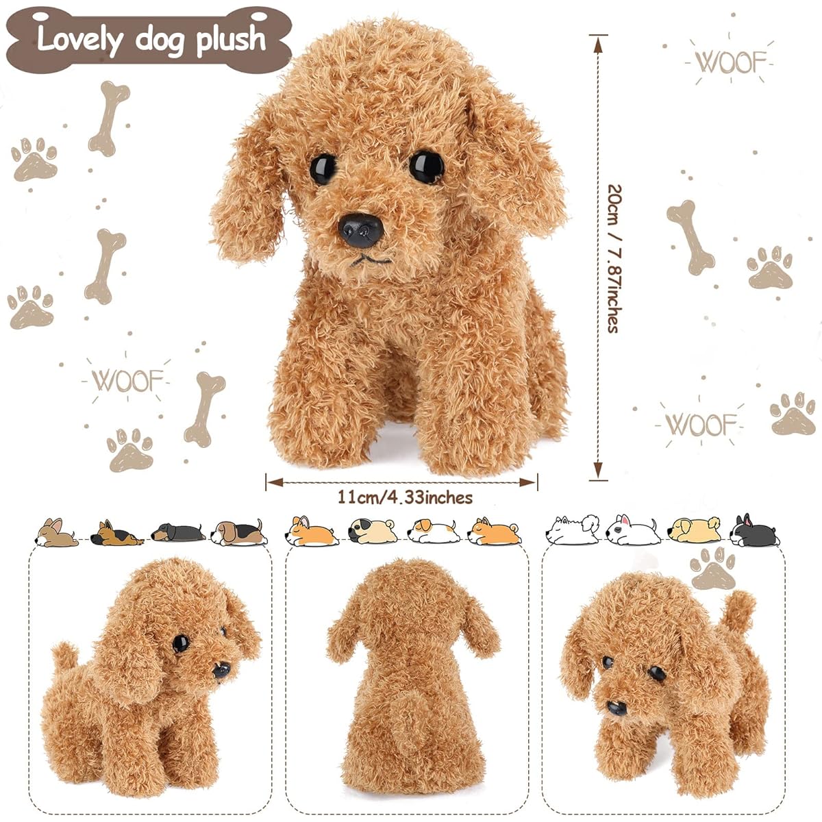 24pcs 7.87" Dog Stuffed Animals Bulk 4 Colors Stuffed Dogs Puppy Plush Toys for Puppies, Students, Adoption, Party Carnival Prizes, Christmas Party Favors, Birthday Gifts, Goodie Bag Fillers