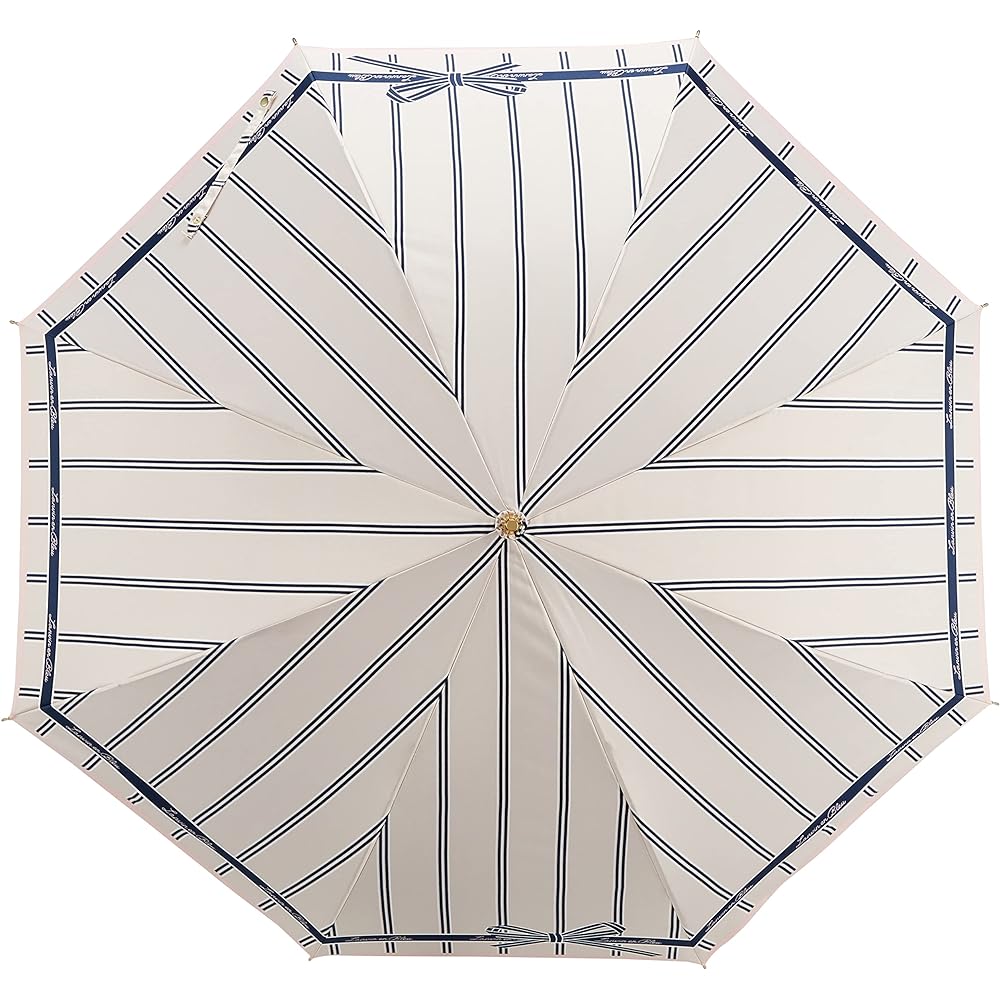 [Lanvin on Bleu] MOONBAT LANVIN en Bleu Woolly Satin Print Striped Ribbon Long Umbrella Umbrella Jump Umbrella Windproof Women's Gift Present 21-084-10748-00-21-60 Beige Rib Length: Approx. 60cm