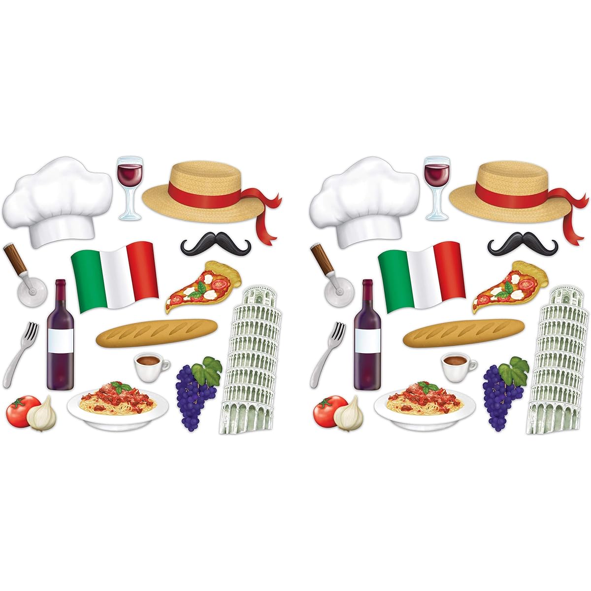 Beistle Italian Photo Fan Signs 30 Pieces 7.25"-14.25" Multicolor