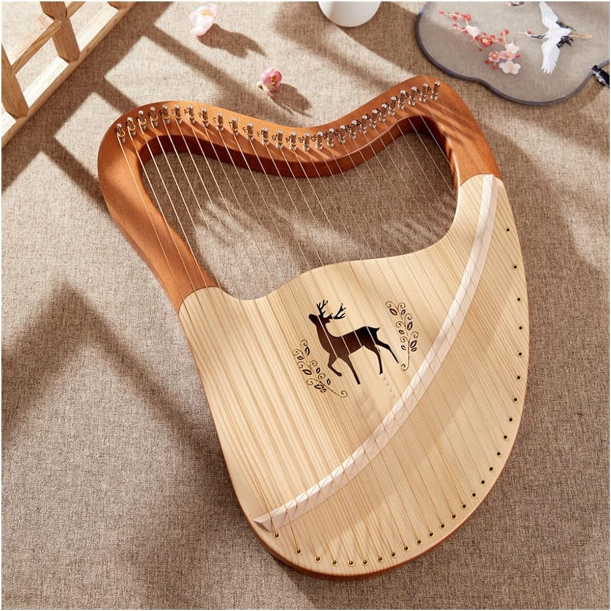 WowZza Harp Lyra Harp Wooden Beginner Instrument with Tools/Strings