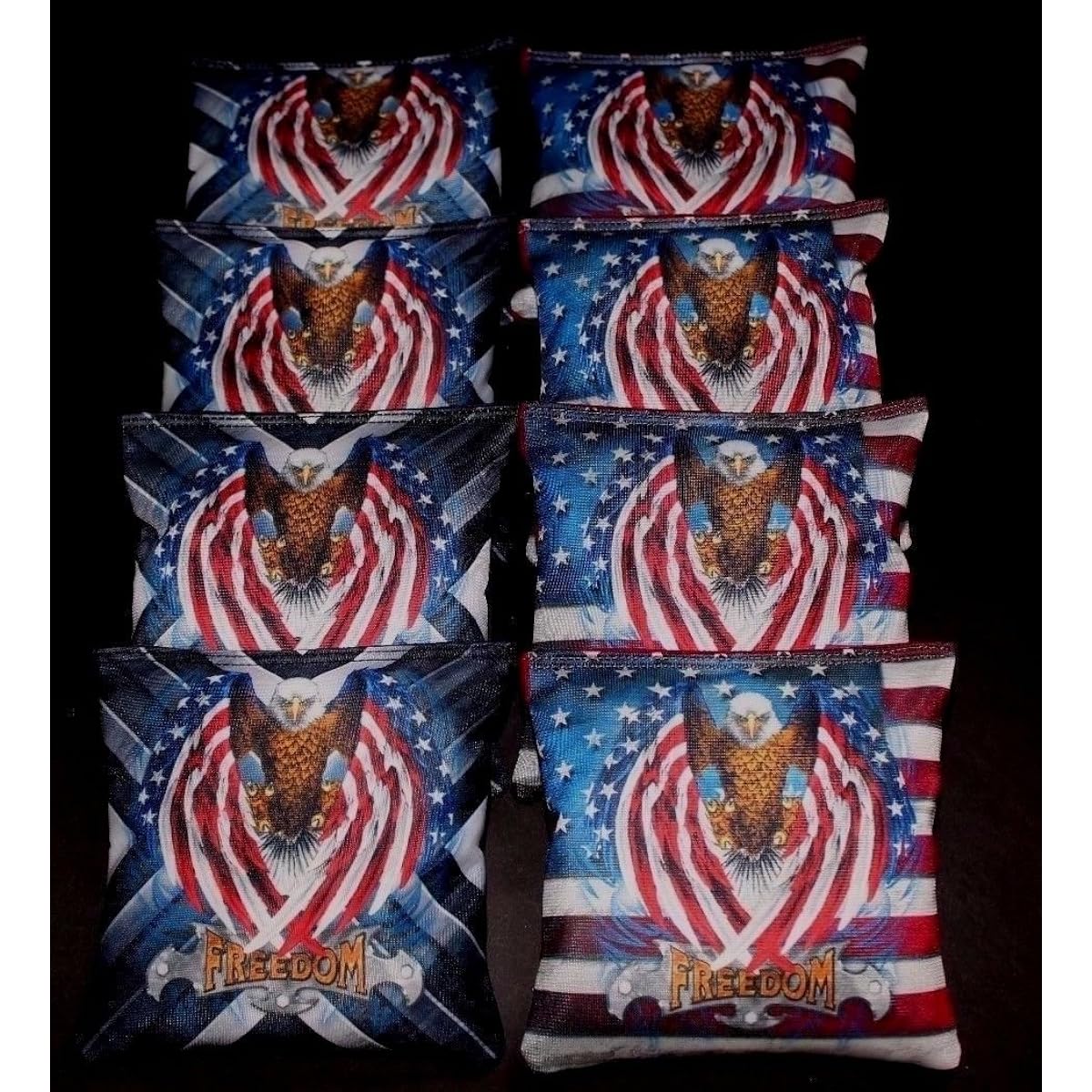 USA Flag Patriotic Bald Eagle Freedom 8 ACA Regulation Custom Cornhole Bags B118