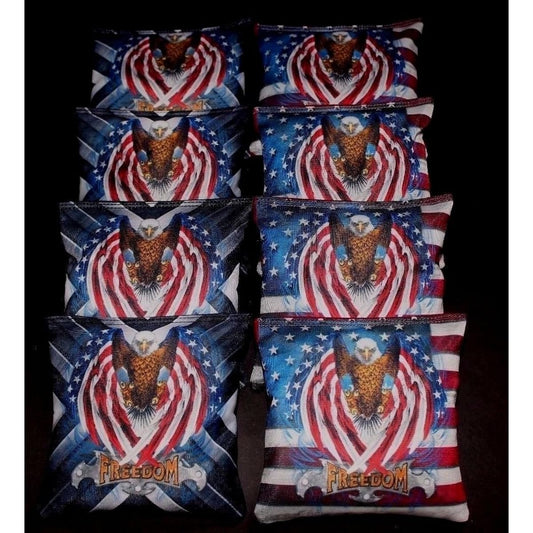 USA Flag Patriotic Bald Eagle Freedom 8 ACA Regulation Custom Cornhole Bags B118