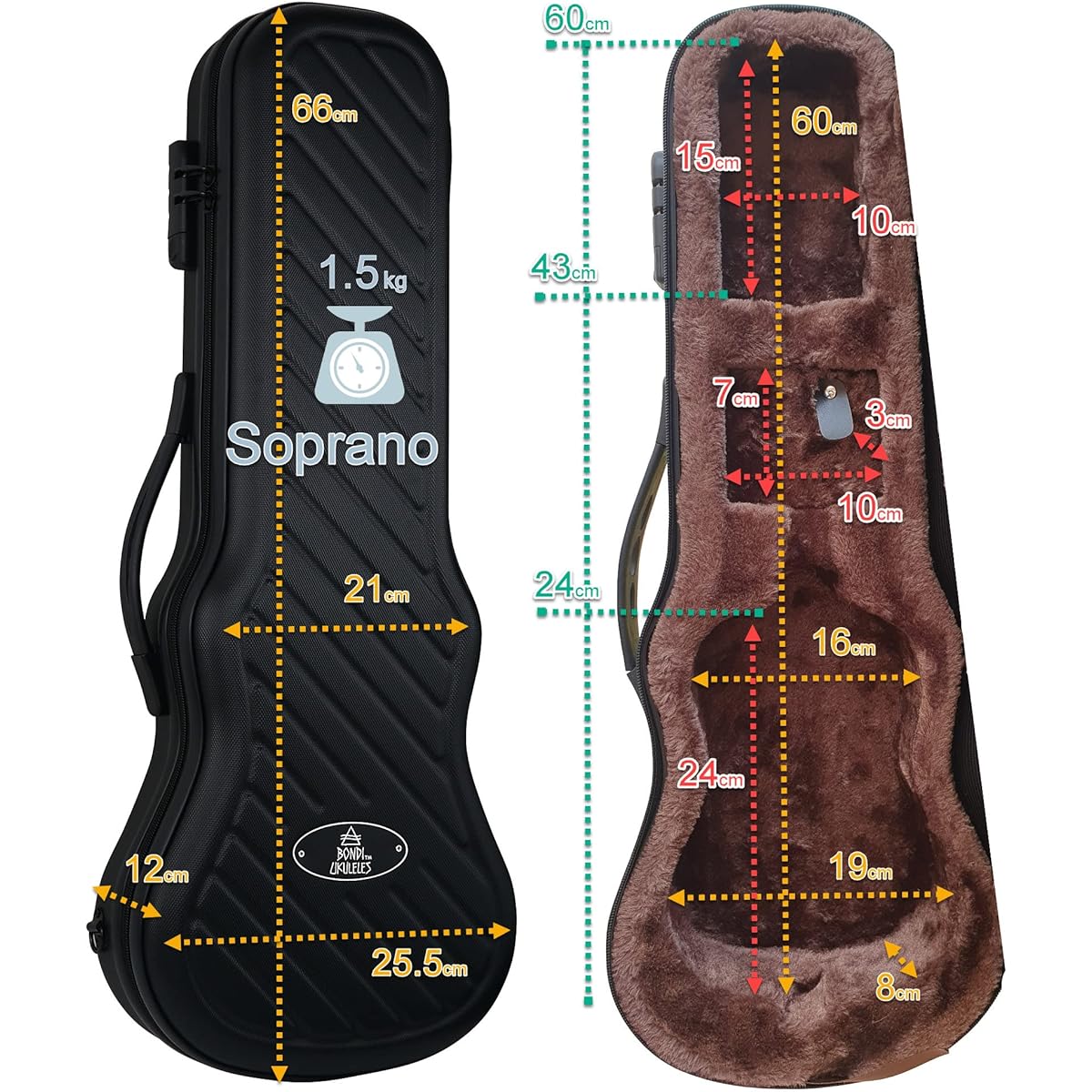 SHOCKROCK SRA400SURD ABS hard case for soprano ukulele