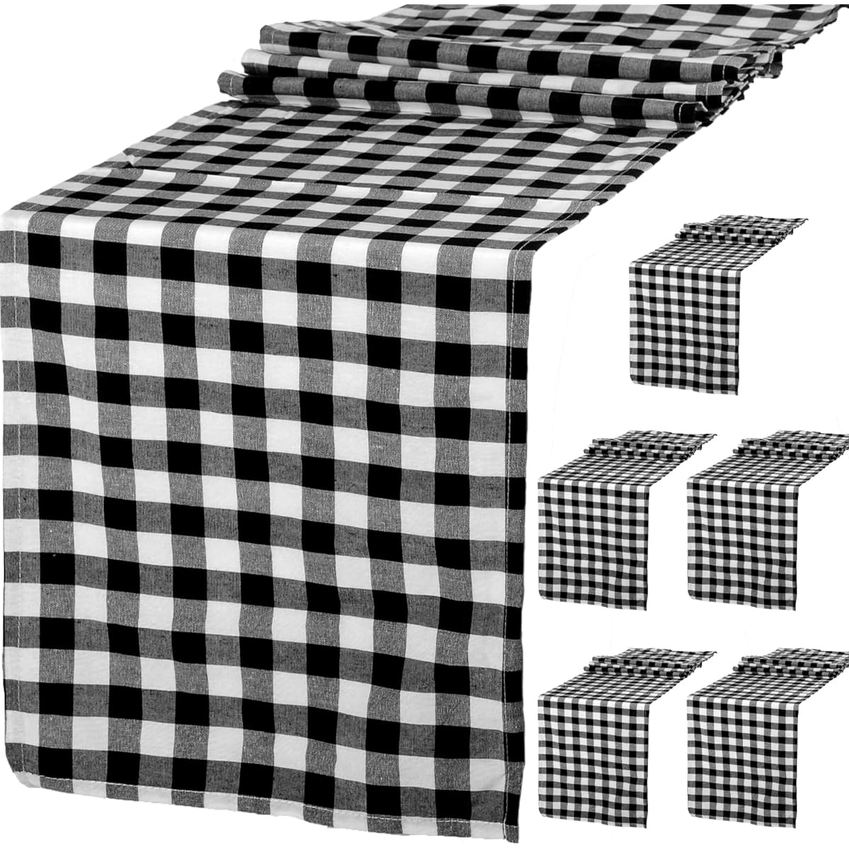Buffalo Check Table Runners 6 Pack 14 x 72 Inch Black and White Buffalo Check Classic Farmhouse Table Runners Buffalo Check Collection for Weddings, Family Dinner, Thanksgiving, Christmas Decorations