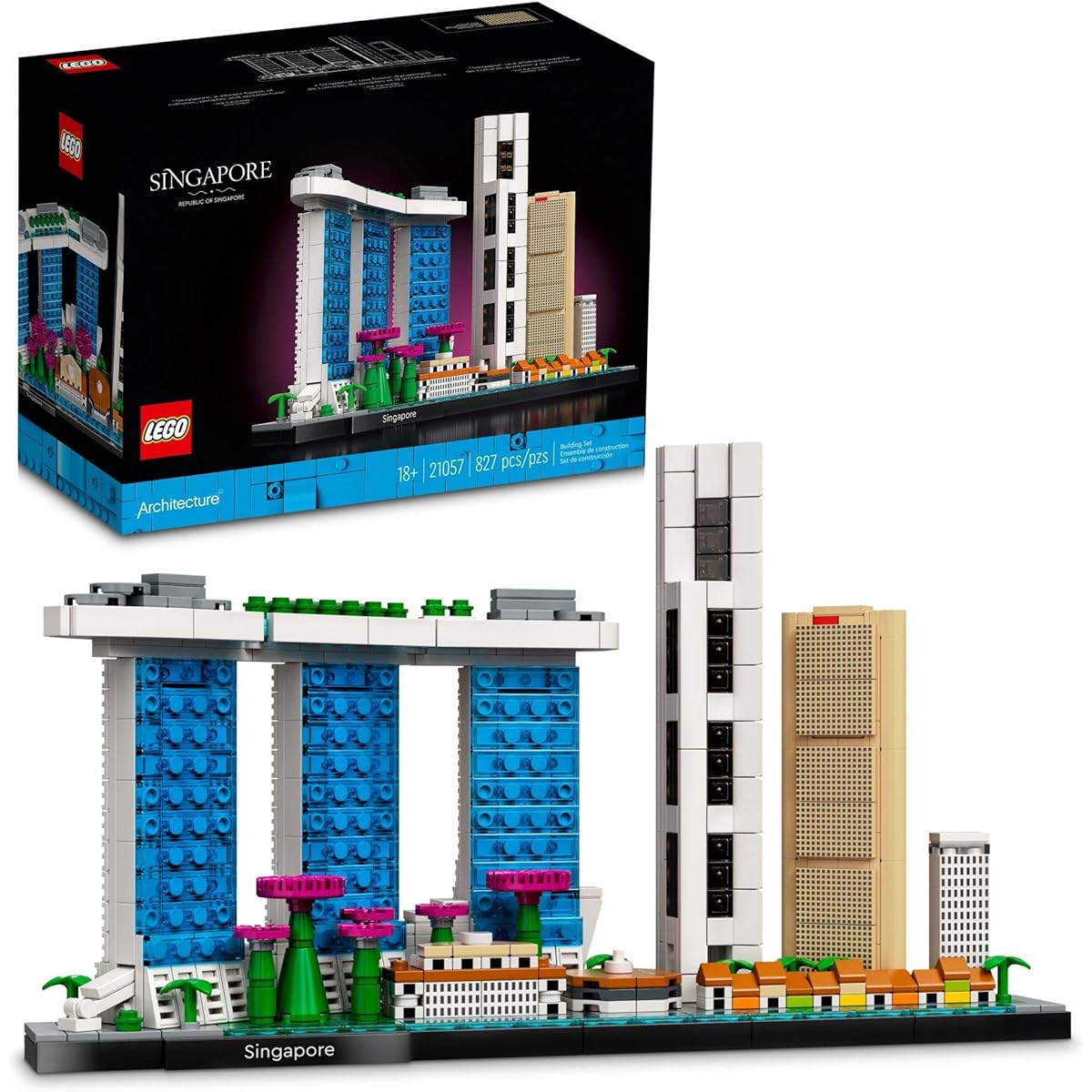 LEGO Architecture Skyline Collection Singapore 21057 Building Kit Collectible Display Model for Adults (827 Pieces)