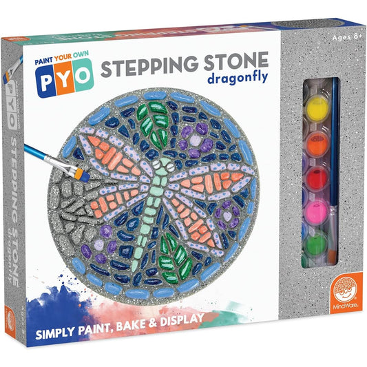 MindWare Paint Your Own Stepping Stones: Dragonfly – DIY Stepping Stones Kit for Ages 8+ – Includes 12 Paint Colors, 1 Paint Brush & 1 Paint Guidebook