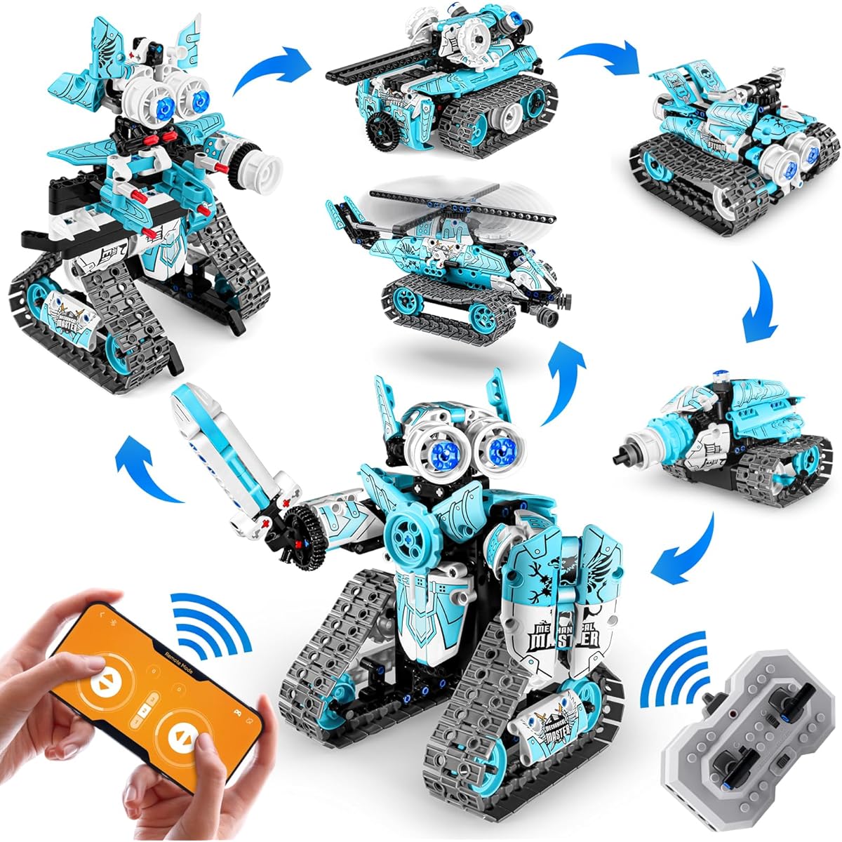 Amy&Benton Boys Remote Control Robot Building Kit Stem Blue Robot Kit with App for Kids Ages 8-16