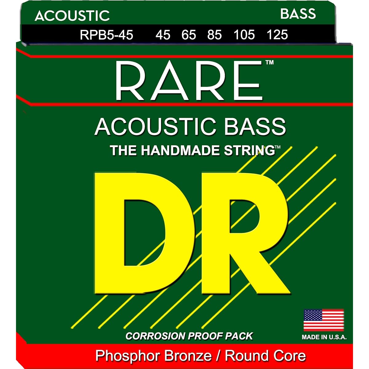 DR Strings Rare- Phosphor Bronze Acoustic5 String Bass 45-125