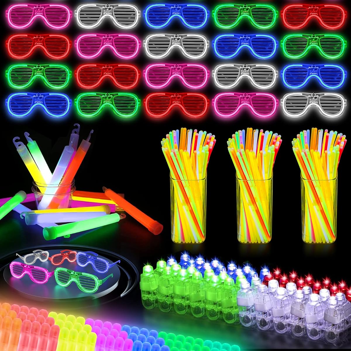 Glow in the Dark Party Supplies for Kids LED Light Up Toys Neon Party Supplies 175pcs