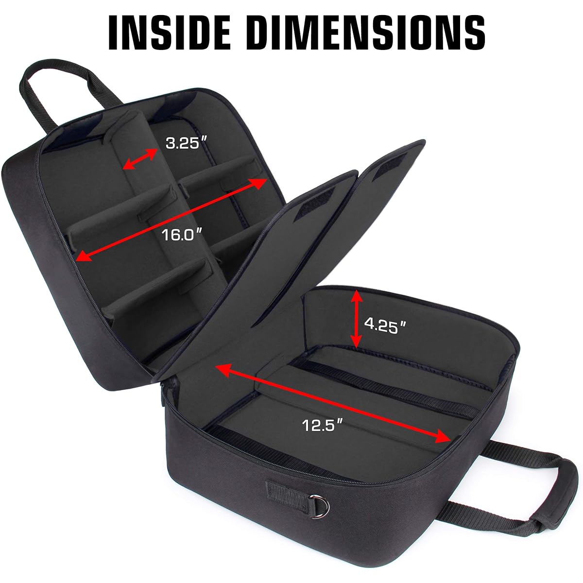 USA Gear Audio Mixer Case - DJ Mixer Travel Bag Customizable Interior & Waterproof Exterior Compatible with Behringer Q1202USB Mackie ProFX8v2 Yamaha MG10XU and More Mixers - Black