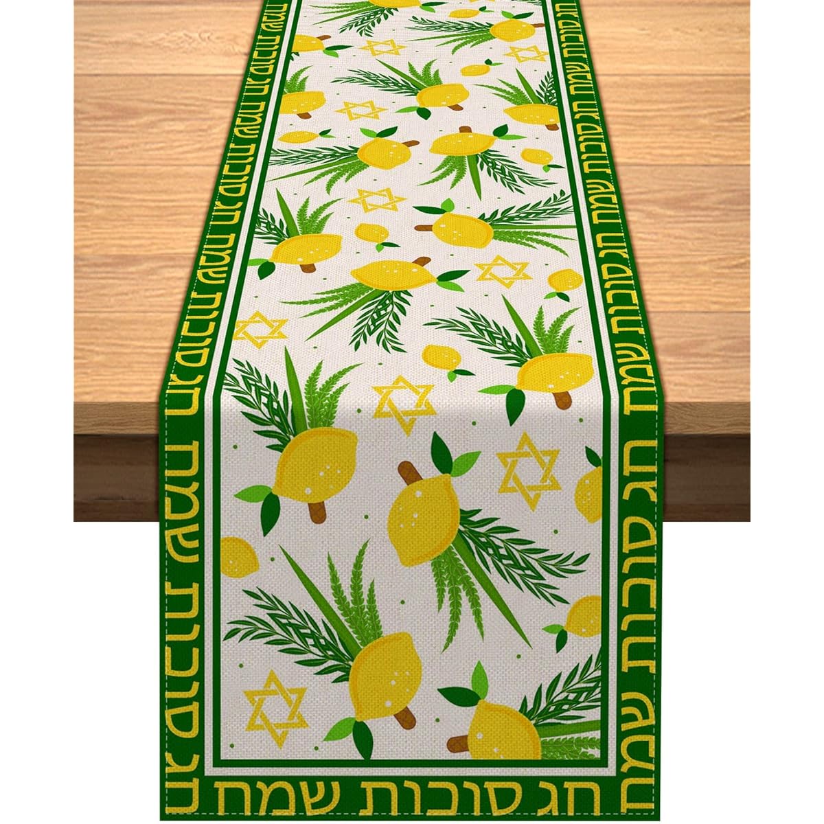 Vohado Linen Scottish Table Runner Sukkah Etrog Lulav Jewish Decor Dinner Kitchen Dining Room Table Decor 13x72 Inch