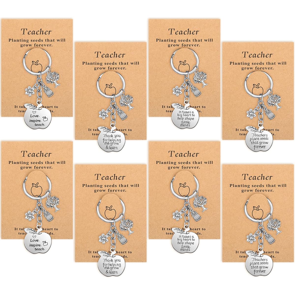 Henoyso Teacher Gifts Teacher Keychain Valentine's Day Gifts Teacher Appreciation Appreciation 8pcs