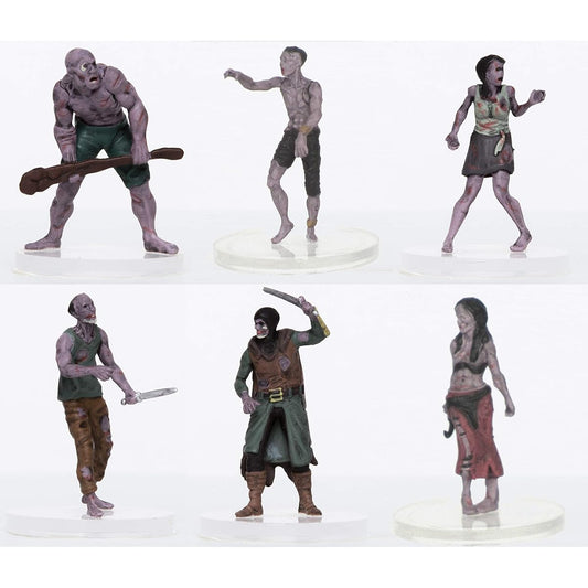 Role 4 Adventure Initiative Characters - Zombie Party of 6 - Plastic Miniatures for D&D or Pathfinder