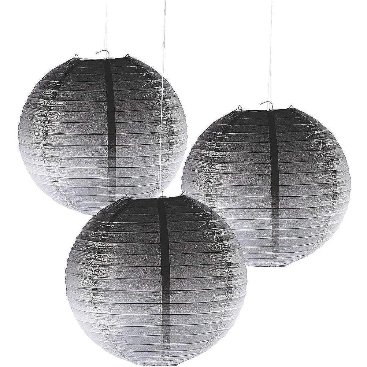 Fun Express Black Ombre Paper Lanterns Party Decorations Hanging Decorations Lanterns Party 3 Piece Set