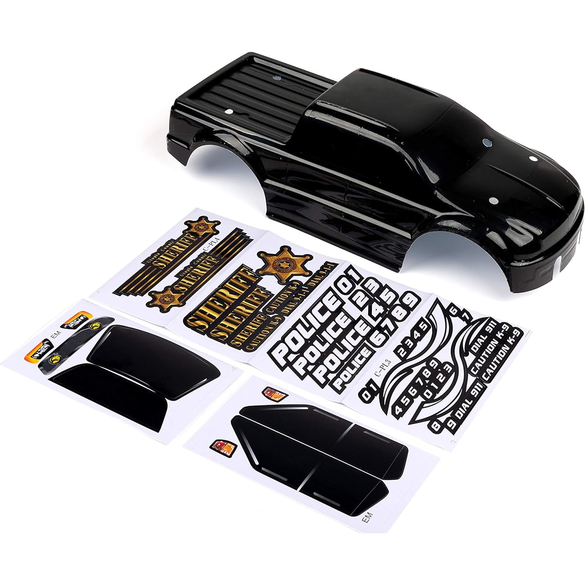SummitLink Custom Body Police Sheriff Truck Style T/E Maxx Shell Cover Fits E-Maxx 1/10 Scale RC Car or Truck (Truck Not Included) EM-PB-01