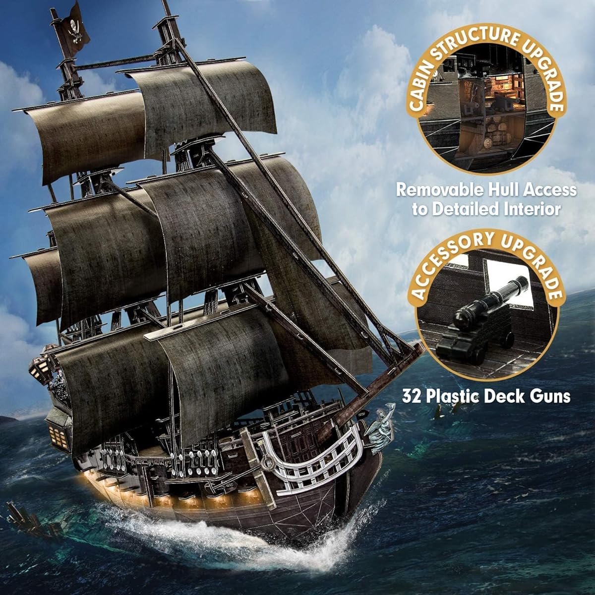 ASSYME Cubic Fan 3D Puzzle Craft Kit No glue or tools required Queen Anne's Revenge (with LED) L522h