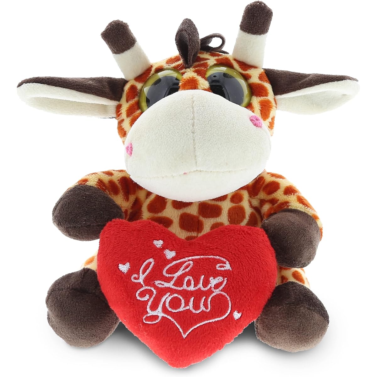 Dollibu Giraffe Big Eye I Love You Valentines Stuffed Animal - Heart Message - 6 Inch - Super Soft Plush - Item # K5223-5999