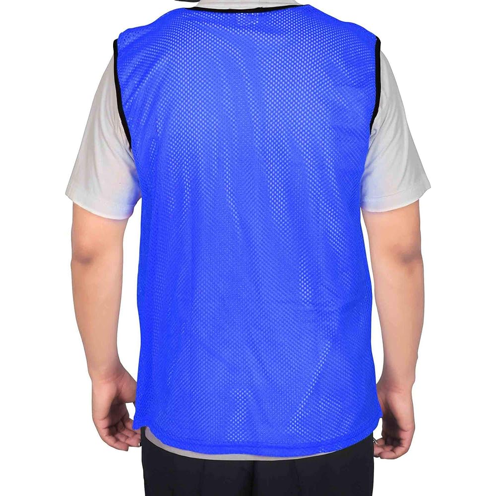 GSI Mesh Sports Training Bib/Pinny/Scrimmage/Vest for Soccer, Basketball, Soccer, Volleyball and Other Team Games (12 Pack) Large Size Blue