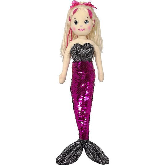 Anico 18" Colorful Mermaid Blonde Hair Purple/Silver Color Changing Tail