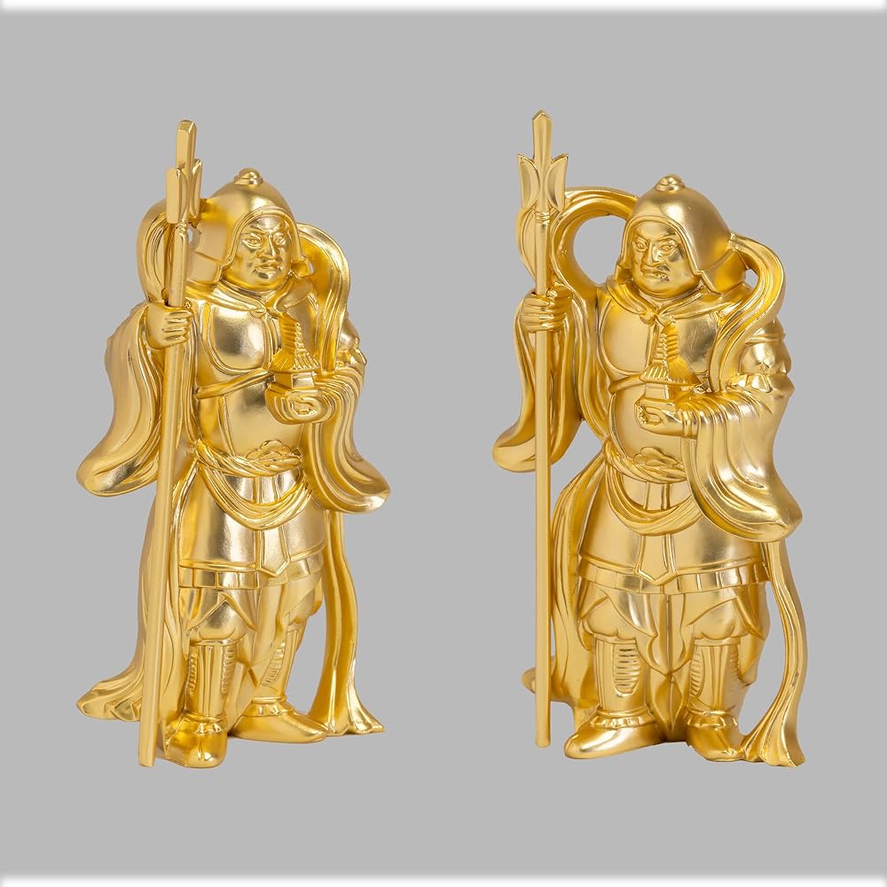 Seven Lucky Gods of Good Luck Bishamonten (Gold plated/24K gold) Buddhist sculptor: Hideun Makita Prototype_Buddha statue ornament Takaoka copperware (Bishamonten 7fg)