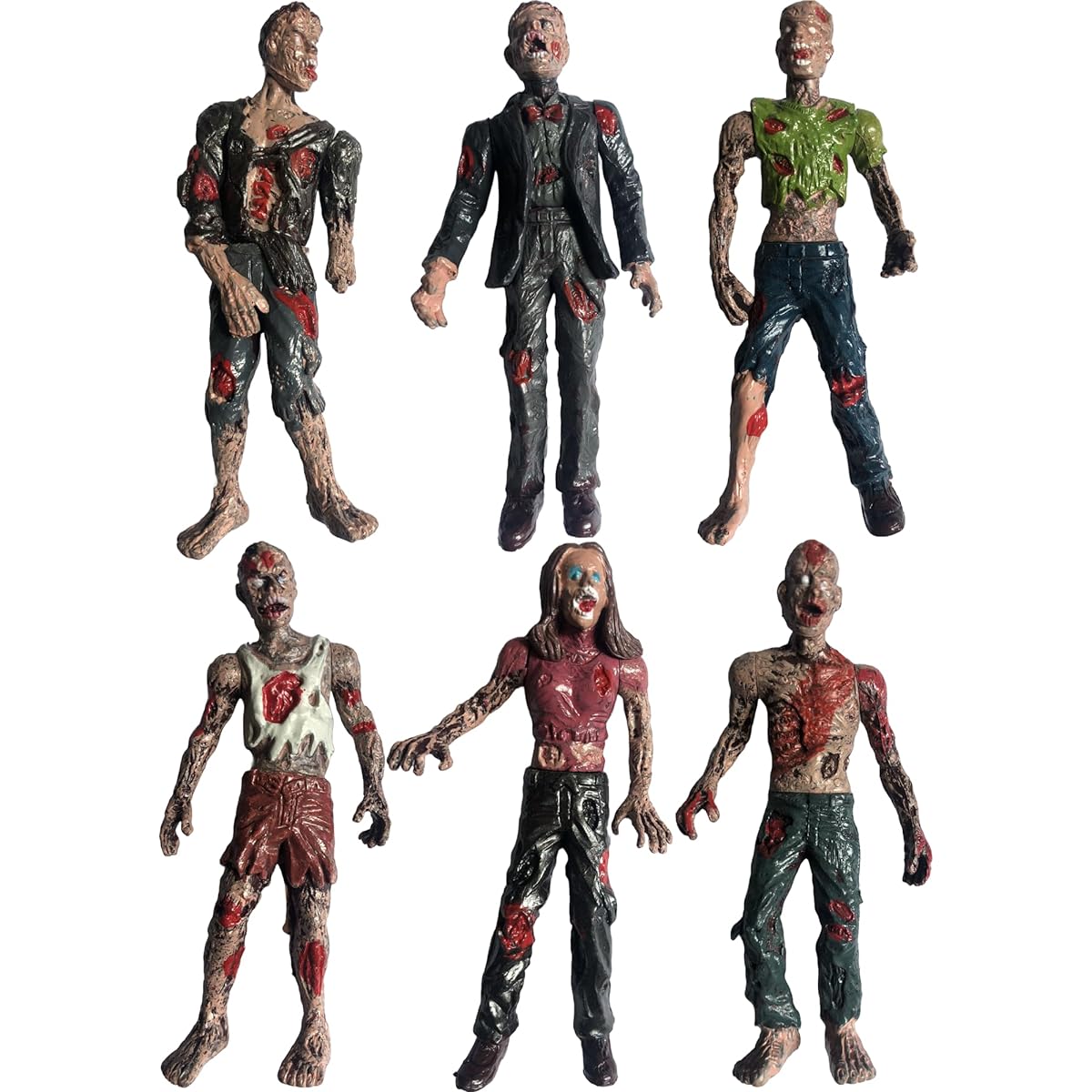 PowerTRC Toy Zombie Action Figure with Movable and Detachable Joints | Mini Zombie Figure | Great Gift, Decoration, Party Favors | 4" Tall Zombie