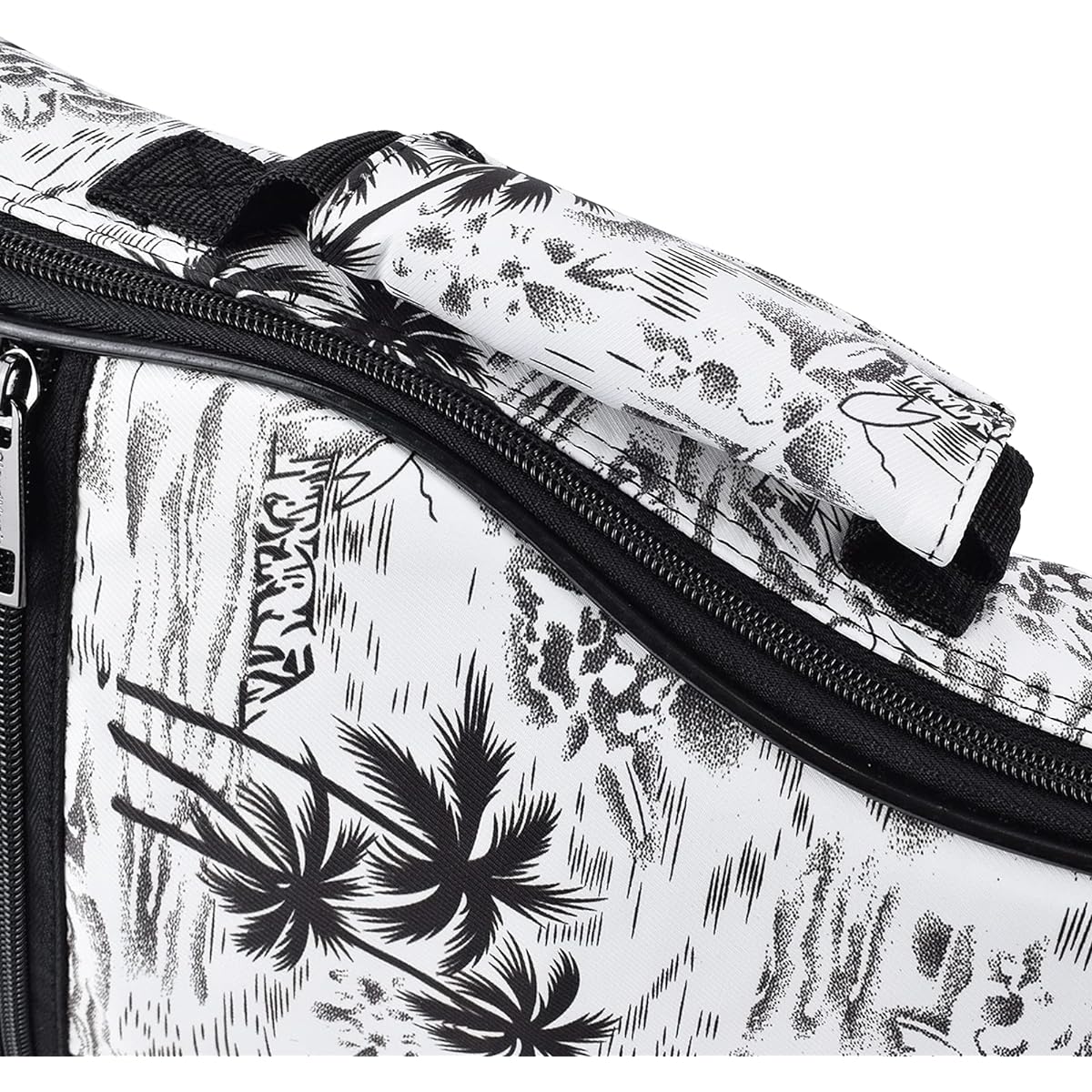 CLOUDMUSIC Ukulele Case Gig Bag Padded Backpack Baritone 30 Inch (Baritone, Hawaiian Coconut Pattern Black and White)