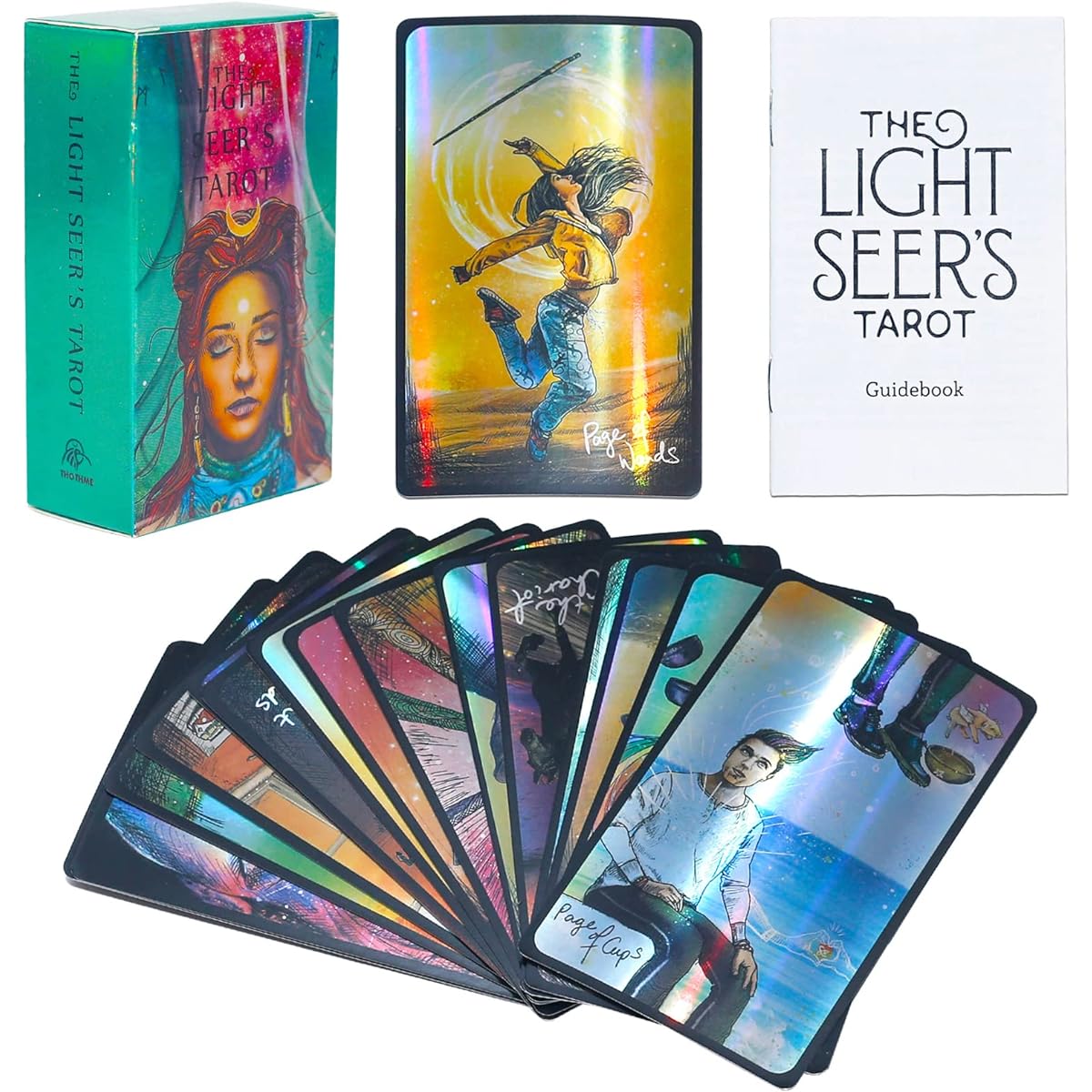 TWWDE AUG Beginner Tarot Deck Holographic Tarot Cards Tarot Card Deck 78 Cards Divination Game Cards Tarot Cards for Beginners with Guidebook (Love)