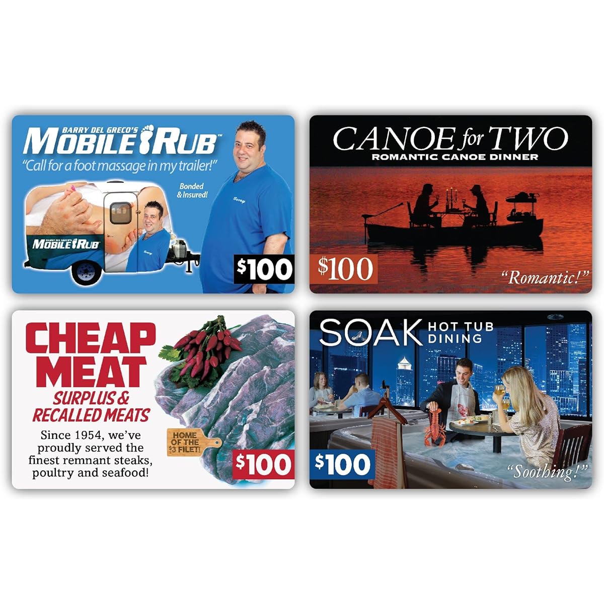 Prank-O Fake Gift Card Inserts (Set of 4) Funny Gag Prank Cards for Birthdays, Anniversaries, Weddings, Any Occasion, Funny Gift Ideas
