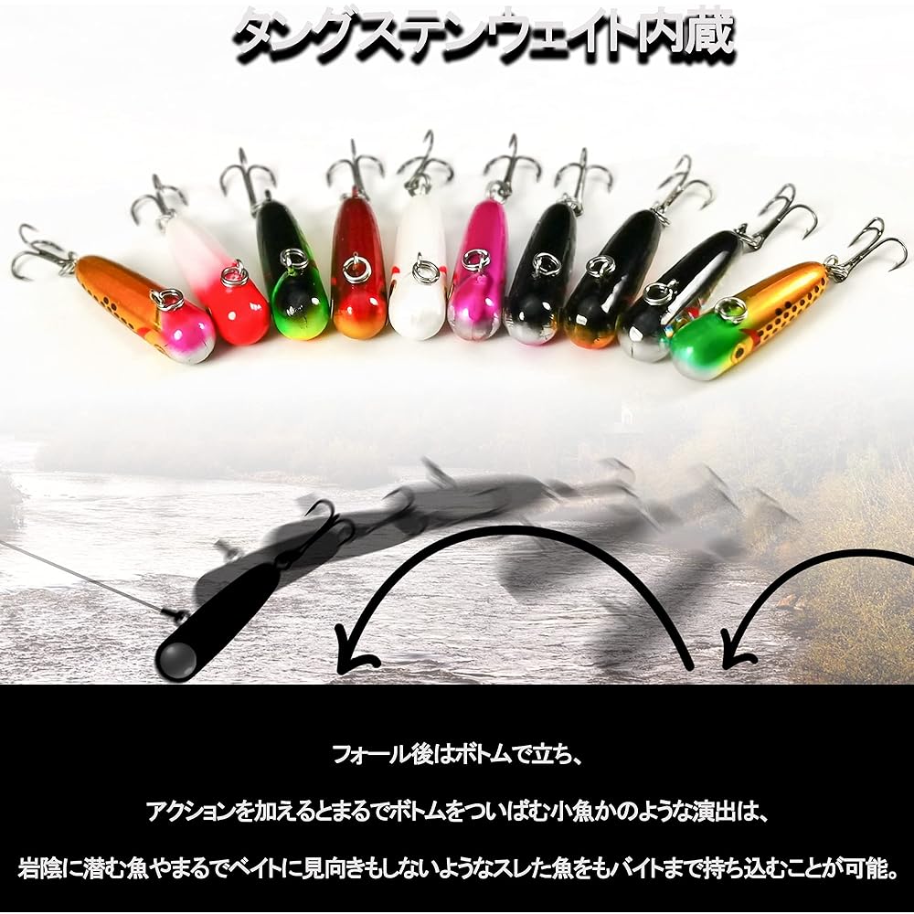 Bottom Nok Swimmer Mountain Stream Lure VMSIXVM Bottom Minnow Bottom Twitch Minnow 5 Colors 10 Colors Set 30mm Built-in Tungsten For Yamame and Char on the Bottom Sinking Bumping Knock Mountain Stream Char Yamame