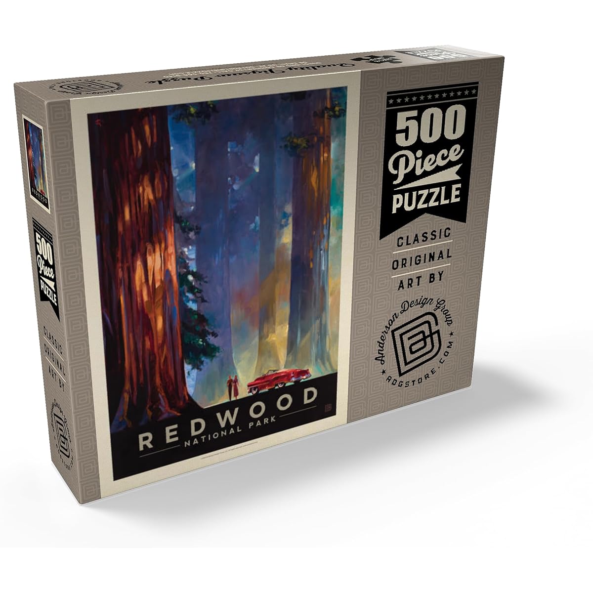 Redwood National Park: Vintage Poster Among the Giants - Premium 500 Piece Jigsaw Puzzle for Adults