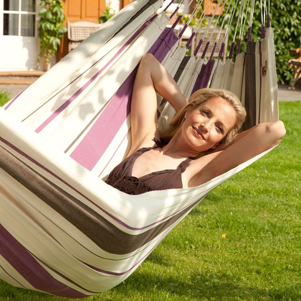 LA SIESTA Single Hammock CARIBENA [For 1 person] (Made of pure cotton) (Purple (CIH14-7))