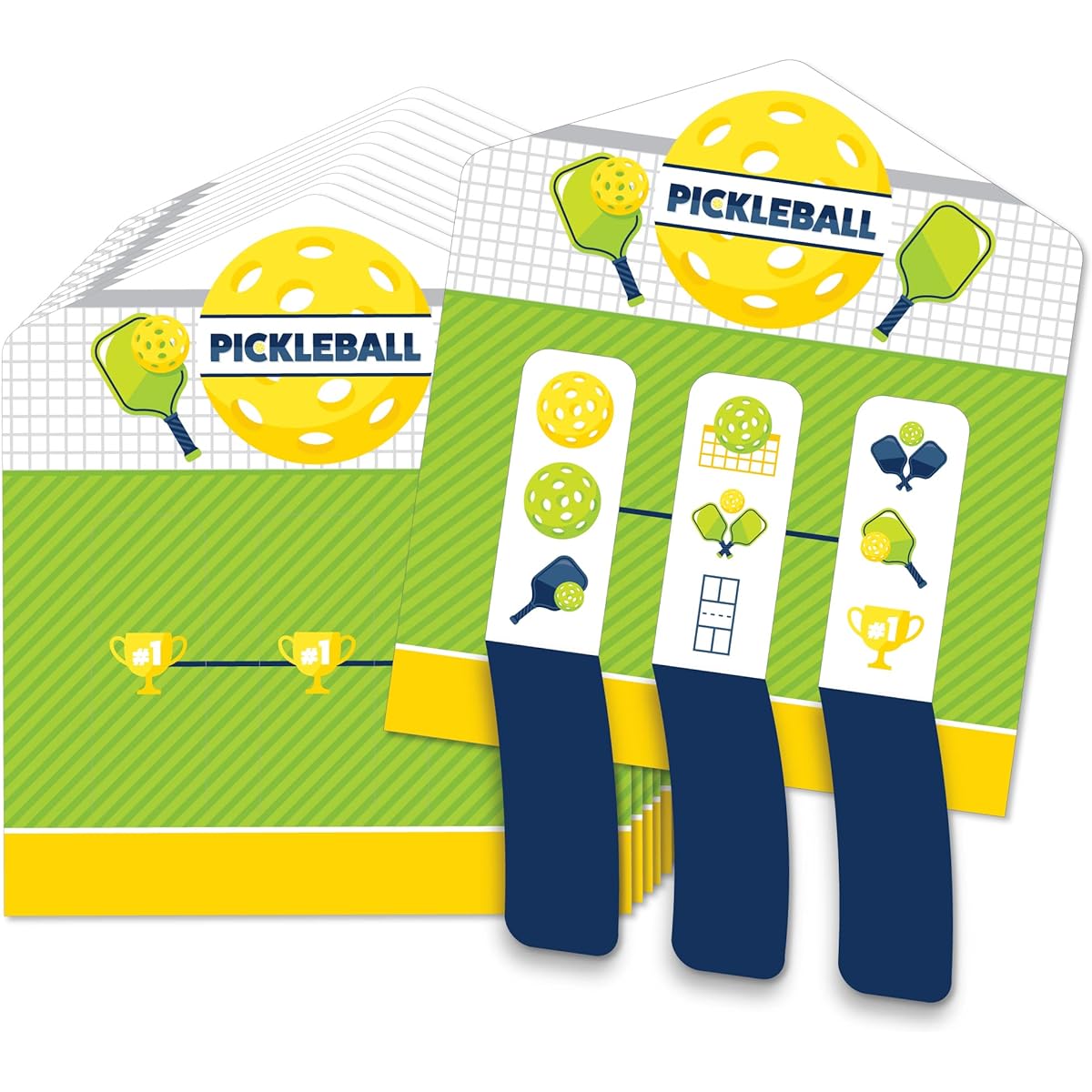 Big Dot of Happiness Let's Rally - Pickleball - Birthday or Retirement Party Game Pickle Cards - Pull Tabs 3 Inch - Set of 12
